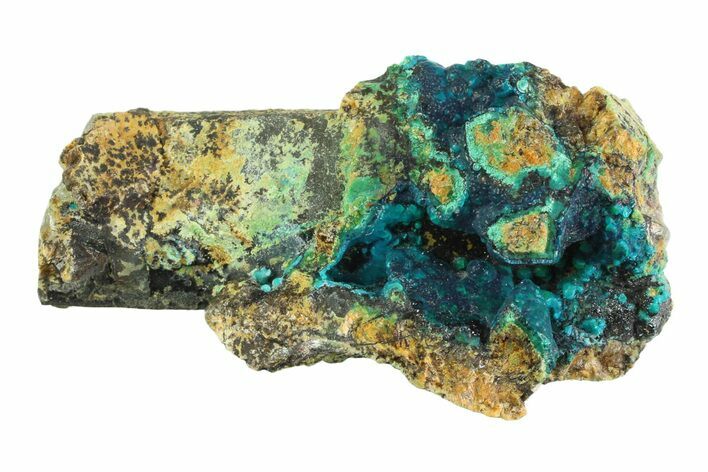 Vibrant Teal Chrysocolla with Quartz Formation - Peru #358710